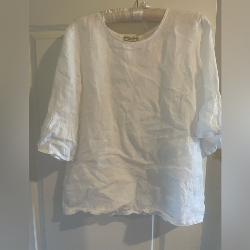 Terzo Millennio + 100% Linen + Made in Italy Blouse Pure White Size Large